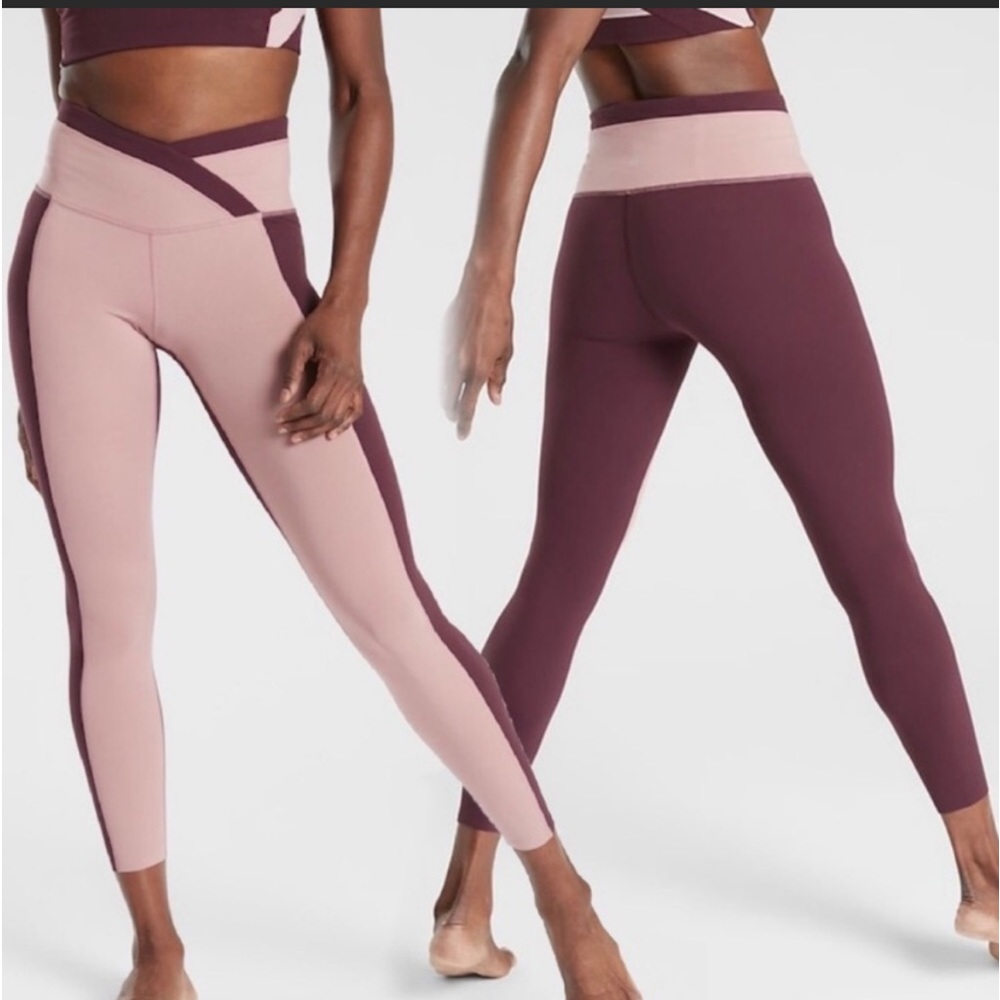 Athleta Chroma Tight burgundy/mauve Leggings small 7/8